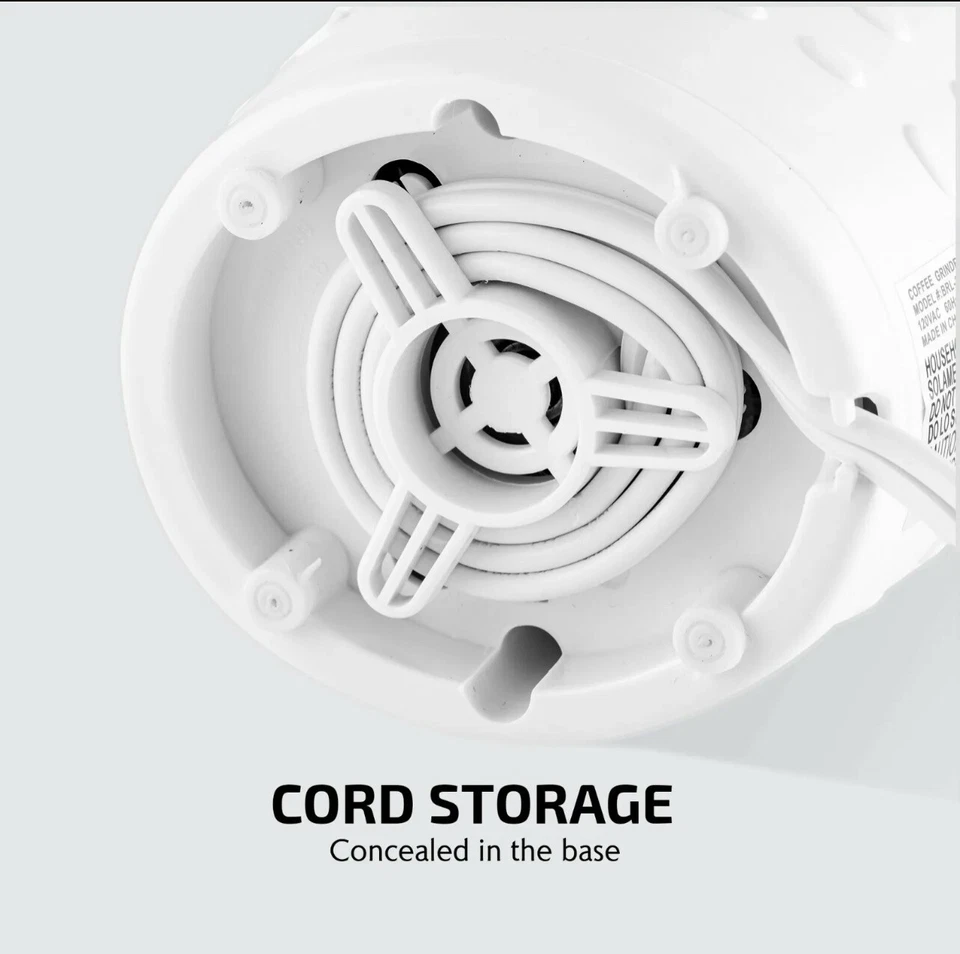 Molinillo de café eléctrico pequeño Ovente de 2,5 onzas portátil y compacto CG225W Foto 3 de 4