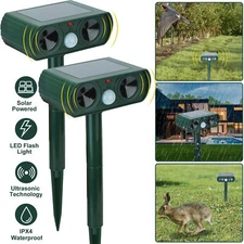 1/2PCS Animal Repeller Ultrasonic Solar Power Outdoor Pest Cat Mice Deer Sensor