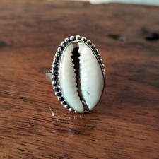 Cowrie Shell 925 sterling silver ring band ring handmade ring 03412