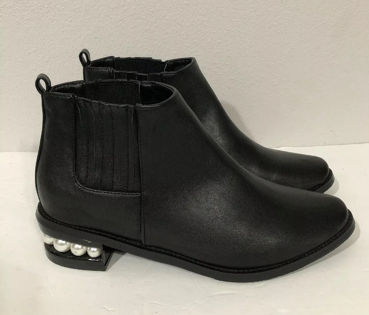 Catherine Malandrino Pearlen Faux Leather Ankle Booties Boots