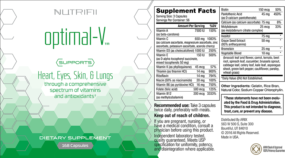 Optimal-V Full-Spectrum Vitamin 168 capsules exp 02/2026