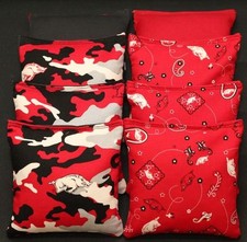 ALL WEATHER Cornhole Bean Bags w University ARKANSAS RAZORBACKS Fabric
