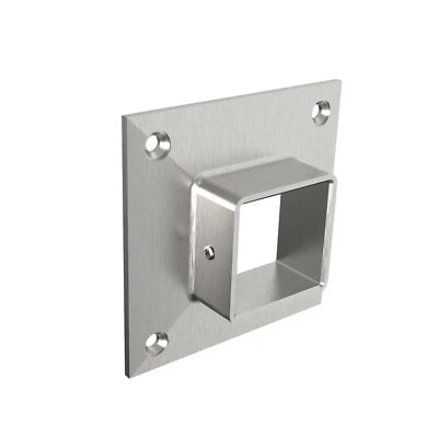 Edelstahl Wandanschluß Wandhalter Vierkant Rohr 40x40 Geländer K320 geschliffen