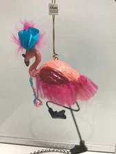 Katherine’s Collection pink flamingo dancing ornament pink skirt 05-11525 6”