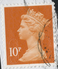 2016 GB Queen Elizabeth II - Security Machin - M16L 10p stamp used on paper