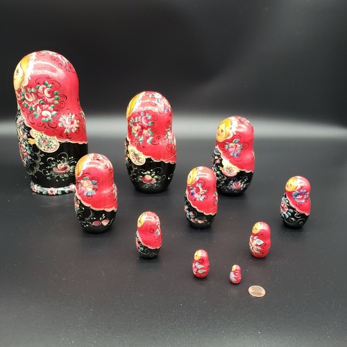 9" Russian Nesting Doll 10 pieces Floral Pattern - Matryoshka doll - Picture 2 of 12
