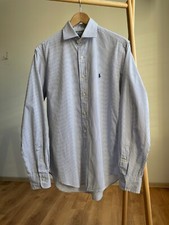 Polo Ralph Lauren Regent Striped Blue Poplin Dress Shirt Size 39
