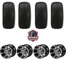 10" Casino Machined Black Golf Cart Wheels and Tires Combo (205/50-10) Set of 4