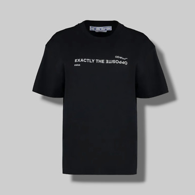 $500 Off-White Women Black Exactly the Opposite Crewneck Graphic T-Shirt Size XS