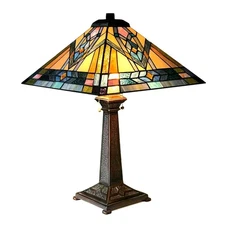 Chloe Lighting 2 Light Tiffany-Style Antique Dark Bronze Table Lamp 16" Shade