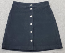 J.CREW A-Line Mini Skirt Womens 25 Black Corduroy Regular Fit Button Front