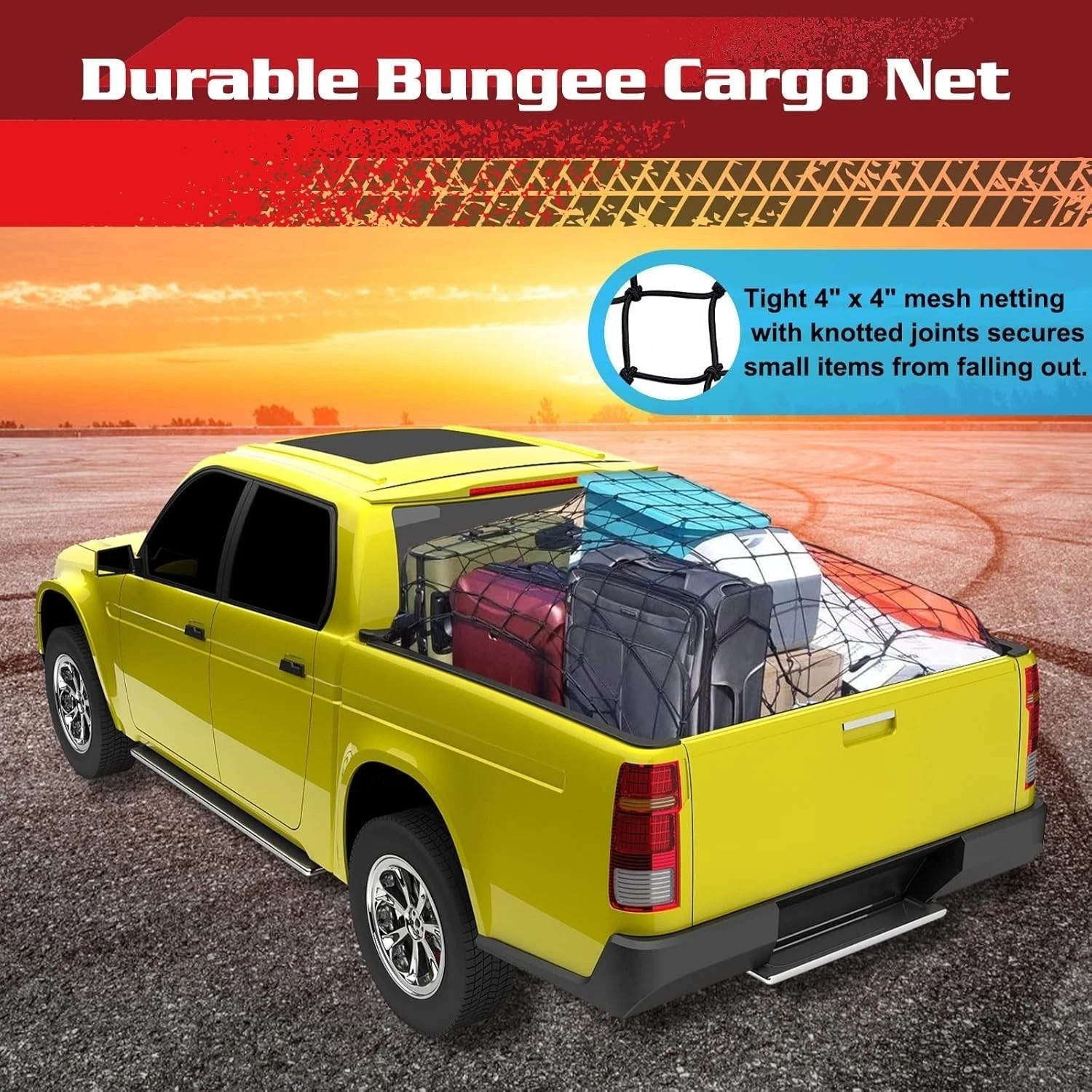 47"X70"Bungee Web Truck Bed Cargo Net Storage Organizer Mesh For Honda Ridgeline