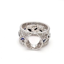 1.45 Carat Round Diamond 0.25 Carat Ruby 0.25 Carat Sapphire Platinum Semi Mount