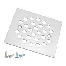 Shower Strainer Drain Trim Set 4-1/4", 1 Pcs Square Screw-in Drain Cover, Silver