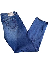 True Religion Jeans Ricky Mens 36 x 34 Relaxed Straight Medium Wash Denim NEW