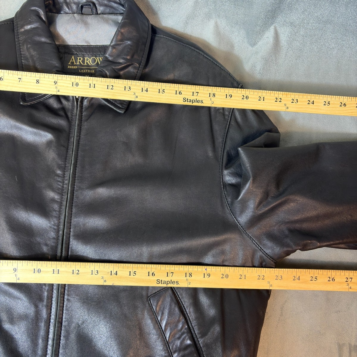 Vintage 90's Arrow Black Mens Genuine Leather Bomber Jacket