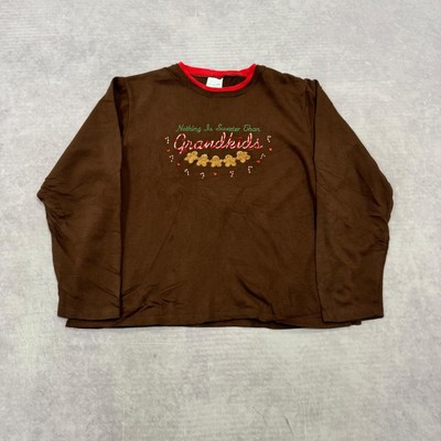 Vintage Weihnachtssweatshirt bestickt Lebkuchen Herren und Enkelkinder Damen L