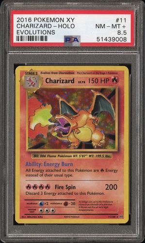 2016 POKEMON XY EVOLUTIONS #11 CHARIZARD-HOLO PSA 8.5