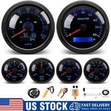 6 Gauge Set With Sensor 85mm Black Gps Speedometer 160mphtacho Gauge Waterproof