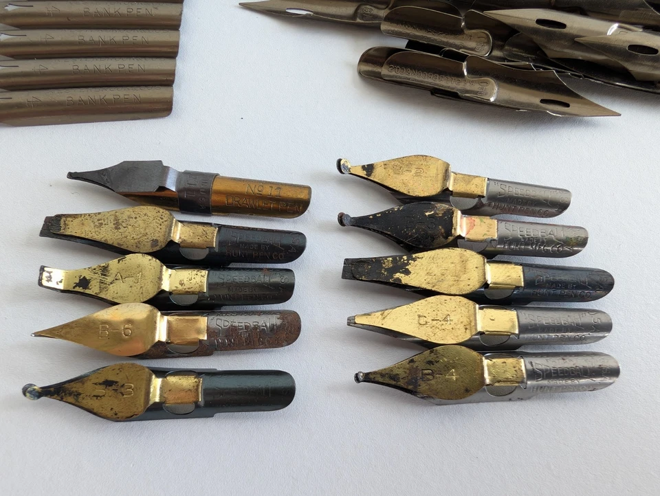 Lote de 72 plumines de inmersión vintage | Esterbrook 048, Speedball, Gillott, caza + herramientas Foto 3 de 4