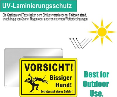 'Vorsicht Bissig' Schild Mit Golden Retriever – Aus 3 Mm Alu-Verbund, Wetterfest, 30x20 Cm, Für Garten, Haus Oder Hof
