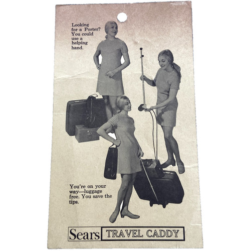 Vintage Original Sears Travel Caddy Luggage Instruction Card 1970’s 6"x3.5" Ad
