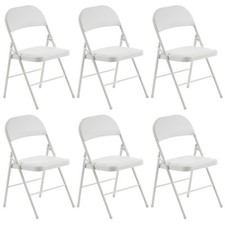 6Pack Metal Frame Folding Mounted Chairs with Triple Braced  Double Hinged Back