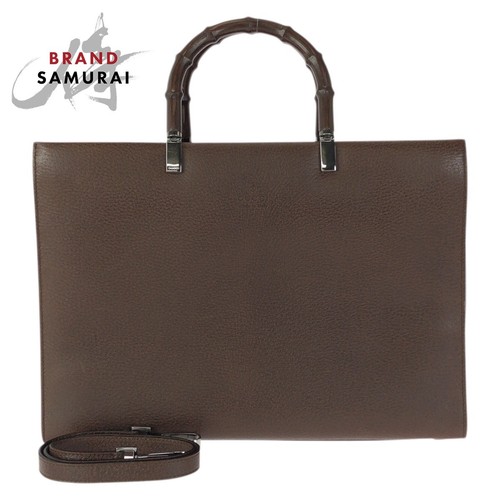Gucci Bamboo Leather Handbag Brown Women's Used From Japan