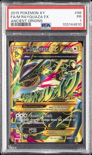 2015 POKEMON XY ANCIENT ORIGINS #98 FULL ART/M RAYQUAZA EX PSA 1