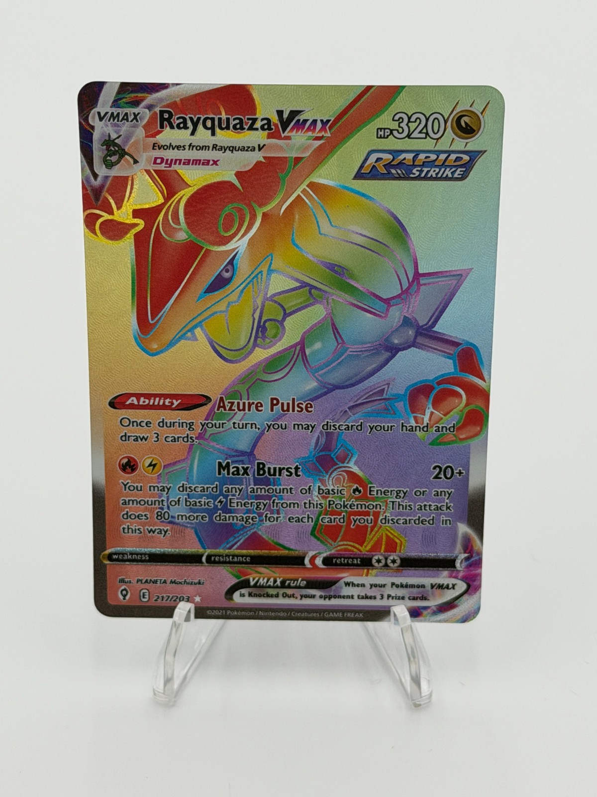 Rayquaza VMAX (Secret) 217/203 SWSH07: Evolving Skies Holo NM