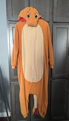Charmander Costume Kigurumi Adult Orange Hooded Bodysuit Pokemon Pajama Cosplay