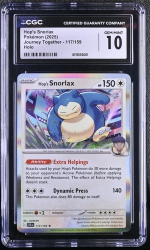 2025 POKEMON JTG EN-JOURNEY TOGETHER #117 HOP'S SNORLAX CGC 10