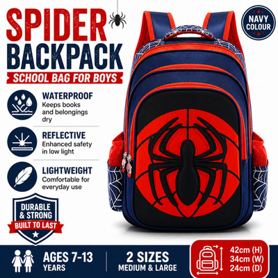 Kinder Spider Rucksack Jungen Schultasche Wasserdicht Reflektierend Grundschulrucksack