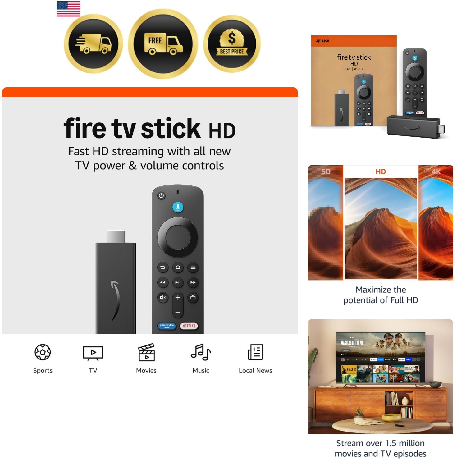 Smart TV Stick Streaming Device Full HD 4K Alexa Voice Remote Smart Home Control-image