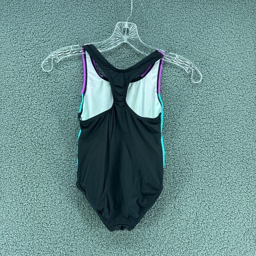 Speedo Youth Girls Swimsuit Racerback One Piece Colorblock Style 7776351 - Picture 2 of 6
