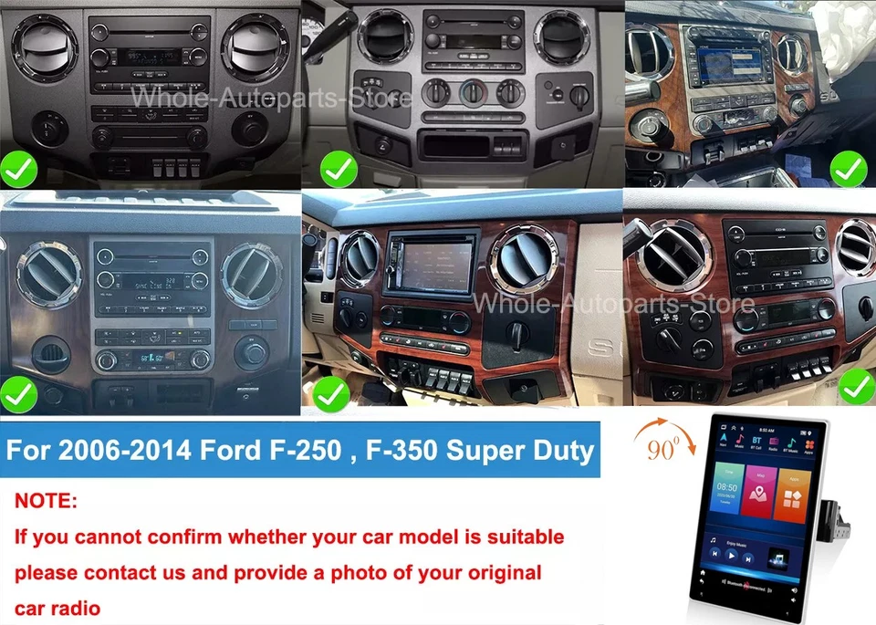 For 2006-14 Ford F-250 F-350 Super Duty Double Din Radio Rotated Stereo CarPlay - Изображение 4 из 4
