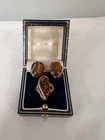 Vintage Amber and Sterling Silver 925 Ring and Earring Set Size Q 1/2