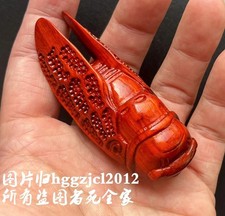 Rosewood Carved Cicada Statue Collection Pendant Chain Charm Hand Toy Amulet