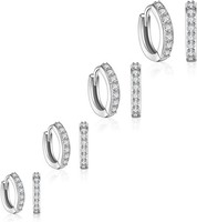 Creolen Edelstahl Klein Set 8-12Mm Hypoallergen Ohrringe Mit Zirkonia Damen