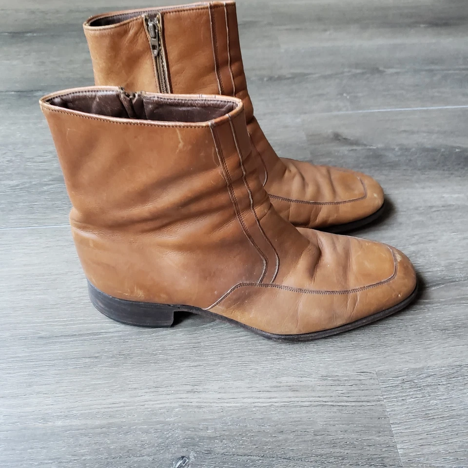 De Colección Años 70 Bostoniano Caramelo Marrón Chelsea Beatle Botines Para Hombre Talla 9.5 D/B Hippie Foto 3 de 4