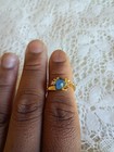 vintage deadstock Gold Tone Band Ring, Blue Oval Main Stone, Gold & Blue Color — photo 4