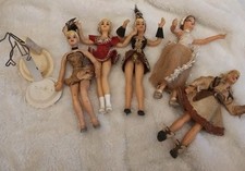 5 Vintage 1950s Flagg  7" Flexible Dolls costumes