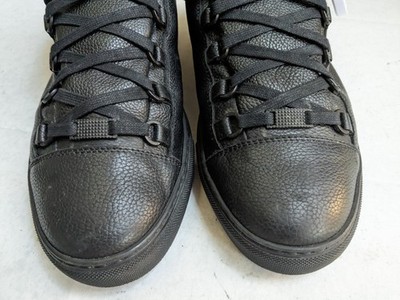 Balenciaga Arena High Top Sneakers Black Men 10 43 Leather Lace Up