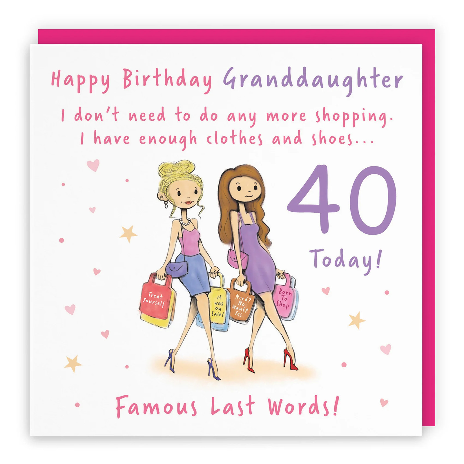 40th Granddaughter Birthday Card Shopping Silly Squiggles