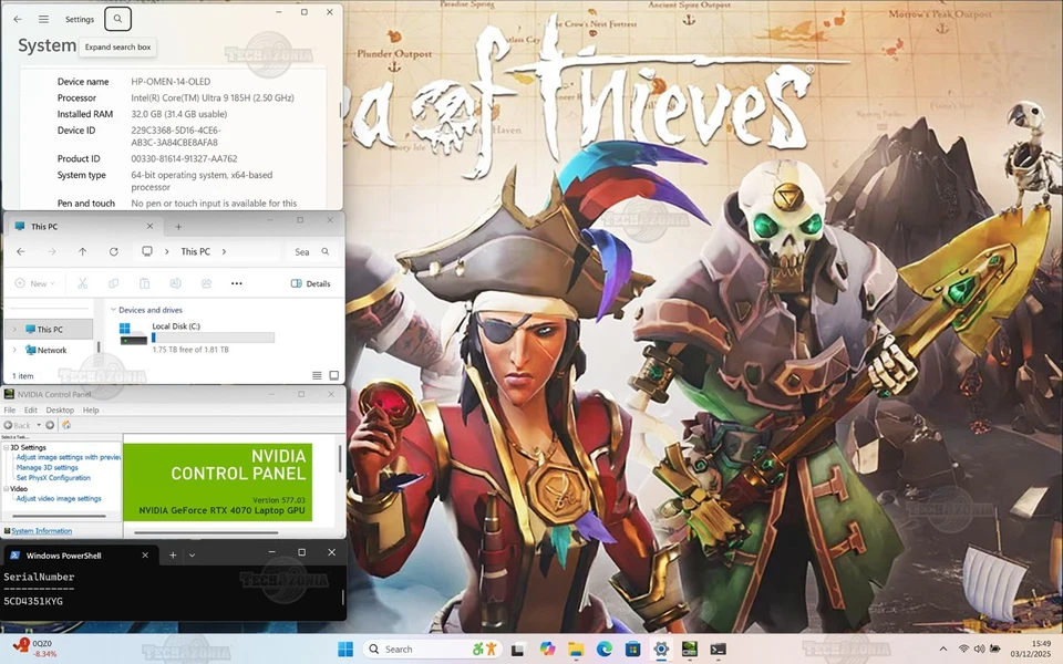 HP OMEN Transcend 14″ In 3K OLED Laptop 32GB RAM RTX 4070 Ultra 9 185H 2TB SSD - Image 4 of 4
