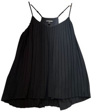 Express Womens Pleated Racerback Strappy Cami Tank Top Sleeveless Size S Black
