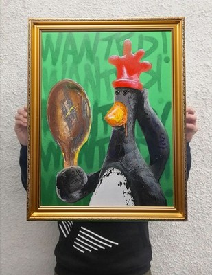 Original Gemälde Federn mcgraw Wallace & Gromit Graffiti / Street / Fine Art 