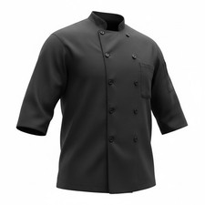 Chef Works Black Double Breasted Chef Jacket Long Sleeve 2XL Cotton Blend EUC