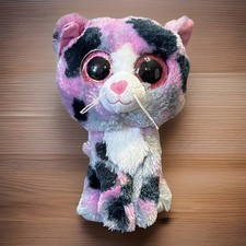 LINDI The Calico Cat TY Silk Beanie Boos Plush Toy 2017 Pink Gray Stuffed Animal