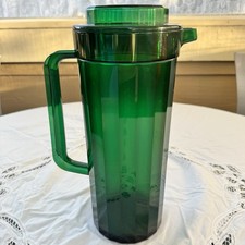 Vintage Tupperware Forest Green Pitcher  Rare Color Set  MCM Retro Drinkware
